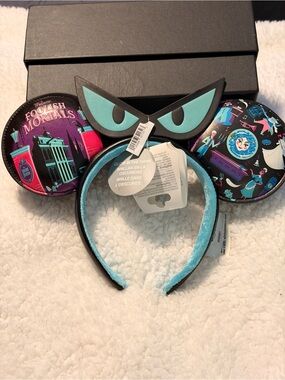 Disney Parks Haunted Mansion Mortals Glow in the Dark Minnie Ears Headband NWT